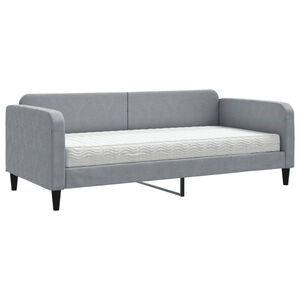 vidaXL Dagseng med madrass lysegr&aring; 90x190 cm stoff
