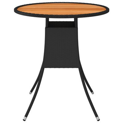 vidaXL Utendørs spisebord svart Ø 70 cm polyrotting og heltre akasie