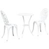 vidaXL Hage Bistro Sett 3 stk. Hvit Aluminium