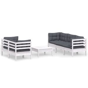 vidaXL Hagesofagruppe med antrasitt puter 6 deler furu