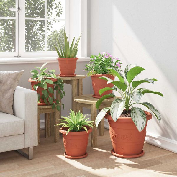 vidaXL Plantepotter 6 pcs Klinker R&oslash;d &Oslash; 26 x 21.5 cm Plast