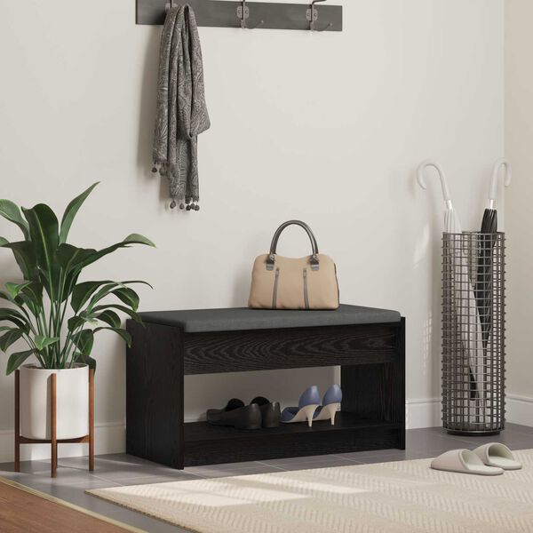 vidaXL Gangbenk Svart Eik 83 x 38 x 45 cm Konstruert treverk og stoff