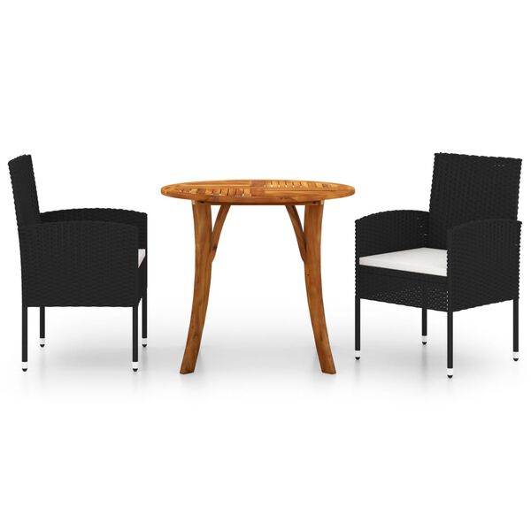 vidaXL Utend&oslash;rs spisestue 3 deler svart