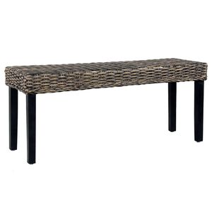 vidaXL Benk 110 cm svart naturlig kubu-rotting og heltre mahogni