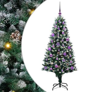 vidaXL Kunstig juletre med 150 LED gr&oslash;nn 150 cm PVC og St&aring;l og Plast