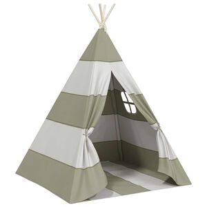 vidaXL Barnetelt Stripete Gr&aring; og hvit 120 x 120 x 150 cm Heltre furu