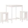 vidaXL Hagebarsett 3 deler hvit heltre furu