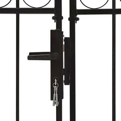 vidaXL Hageport med dobbel dør og buet topp stål 400x200 cm svart