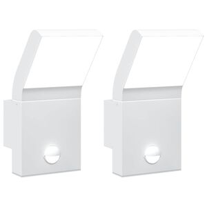 vidaXL Veggmonterte LED-utelamper sensorer 2 stk hvit st&oslash;pt aluminium