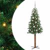 vidaXL Slim juletre med 150 LED gr&oslash;nn 150 cm PVC og Massivt Furu tre