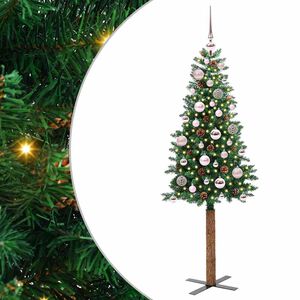 vidaXL Slim juletre med 150 LED gr&oslash;nn 150 cm PVC og Massivt Furu tre