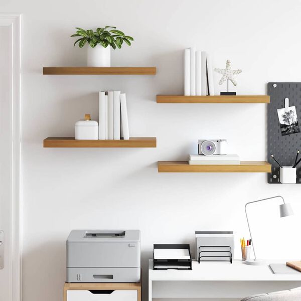 vidaXL Vegghylle Veggmontert 4 pcs Brun 50 x 23 x 4 cm Konstruert tre