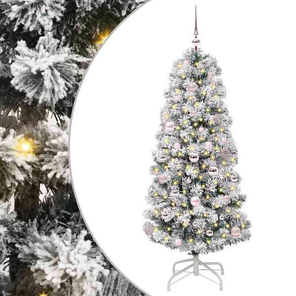 vidaXL Kunstig sammensatt juletre med 150 LED Gr&oslash;nn og hvit 150 cm