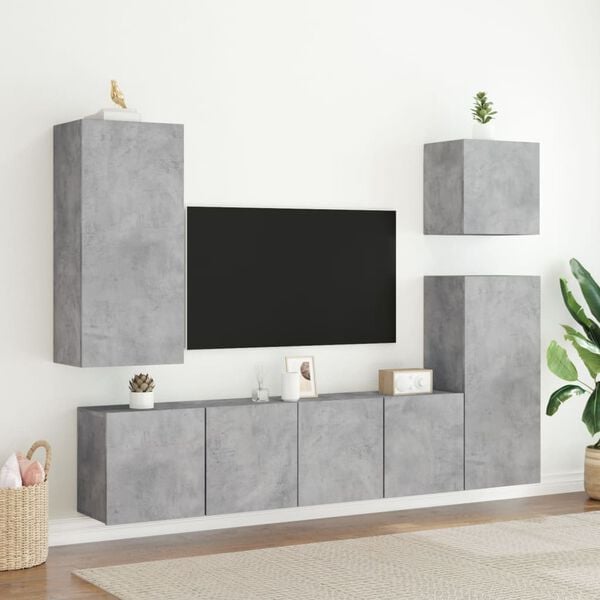 vidaXL Veggmonterte TV-benker 2 stk betonggr&aring; 80x30x41 cm