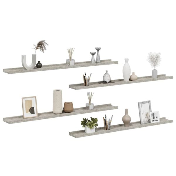 vidaXL Vegghyller 4 stk betonggr&aring; 100x9x3 cm