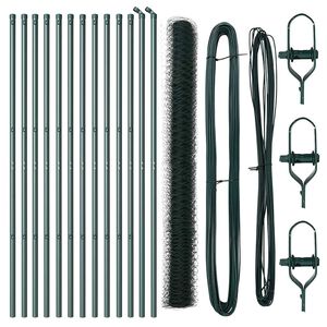 vidaXL Sekskantet gjerde grunstift 25 x 1,6 m PVC-belagt st&aring;l Gr&oslash;nn