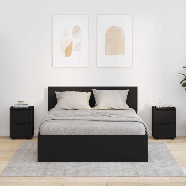 vidaXL Nattbord med skuff 2 pcs Svart 30,5 x 30 x 43 cm Konstruert tre
