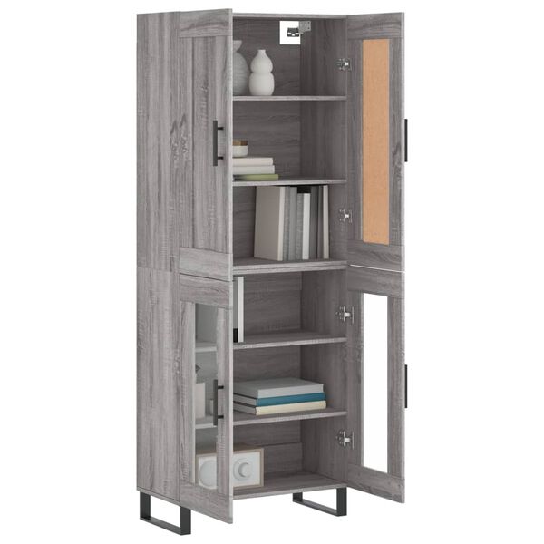 vidaXL Highboard gr&aring; sonoma 69,5x34x180 cm konstruert tre