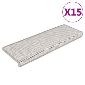 vidaXL Selvklebende trappematter sisal 15 stk 65x21x4 cm platina