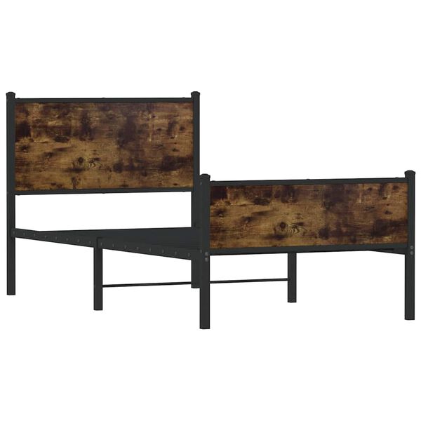 vidaXL Sengeramme i metall uten madrass røkt eik 75x190 cm