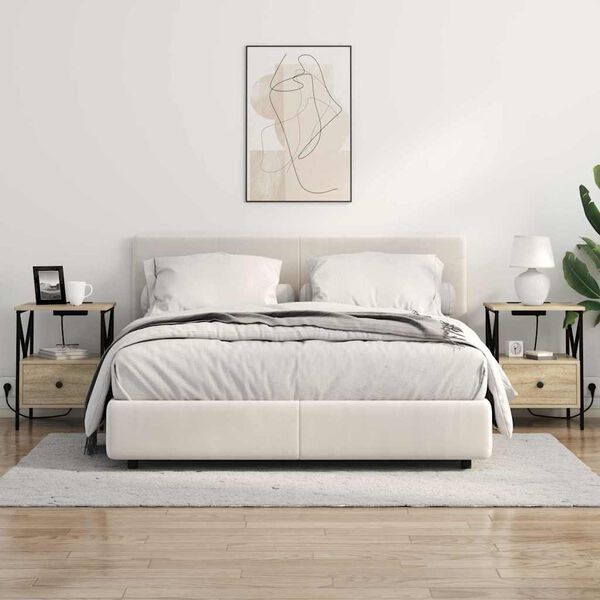 vidaXL Nattbordskap med skuff 2 pcs Sonoma eik 41,5 x 40,5 x 55 cm