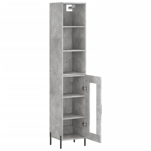 vidaXL Highboard betonggr&aring; 34,5x34x180 cm konstruert tre