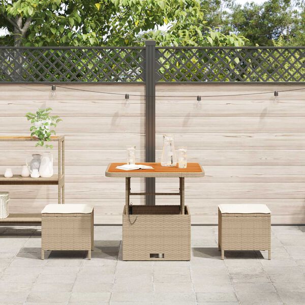 vidaXL Hage Spisegruppe Beige Poly rattan