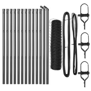 vidaXL Sekskantet gjerde grunstift 25 x 0,8 m PVC-belagt st&aring;l Gr&aring; Mesh