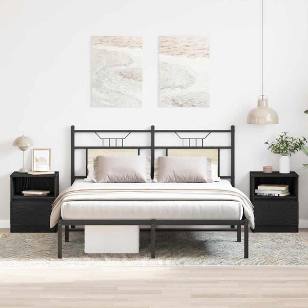 vidaXL Nattbordskap 2 pcs Svart Eik 40 x 40 x 50 cm Konstruert tre