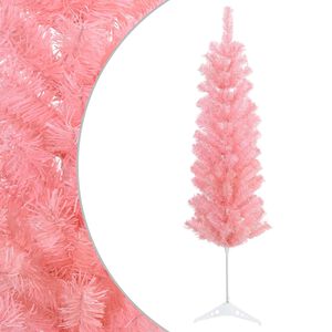 vidaXL Kunstig Slankt Jule Tre 120 cm PVC og st&aring;l Rosa