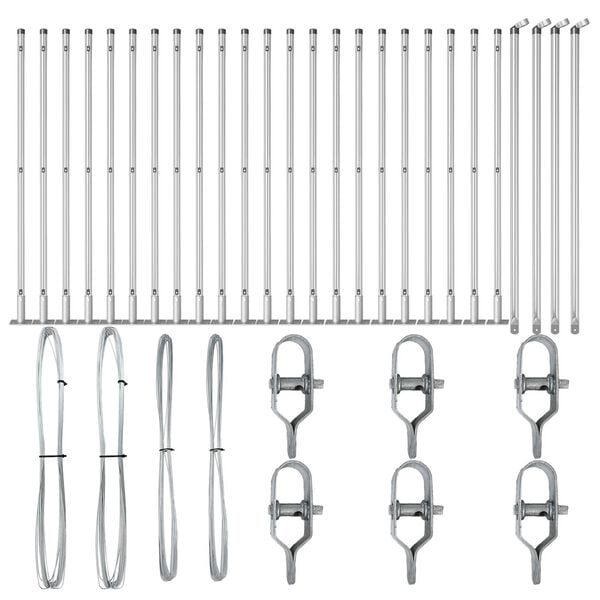 vidaXL Gjerdep&aring;le 26 pcs Gr&aring; 3,2 x 3,2 x 110 cm