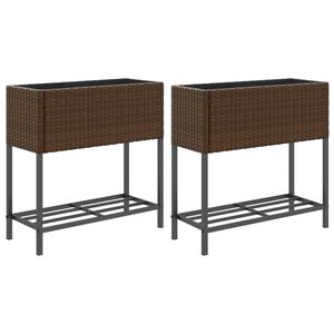 vidaXL Plantekasser med hylle 2 stk brun 70x28x70 cm polyrotting