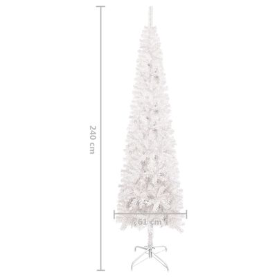 vidaXL Slankt forhåndsbelyst juletre med kulesett hvit 240 cm
