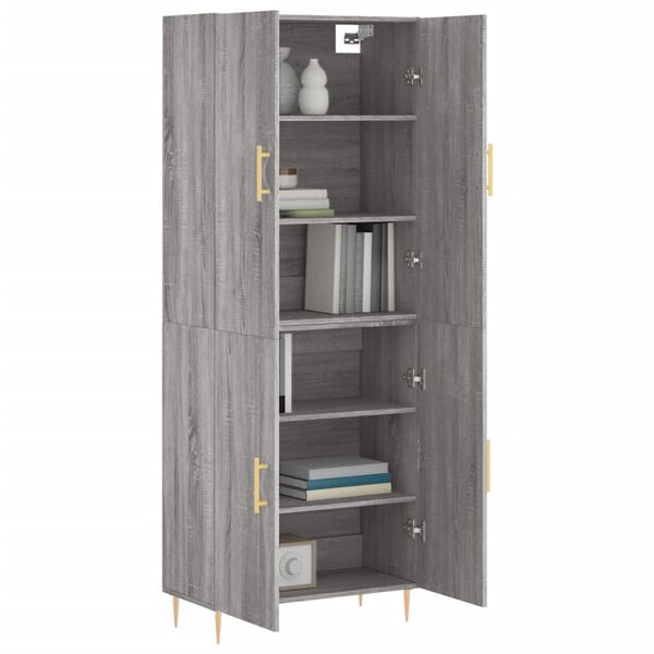 vidaXL Highboard gr&aring; sonoma 69,5x34x180 cm konstruert tre