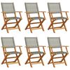 vidaXL Sammenleggbare hagestoler 6 stk grå polyrotting og heltre