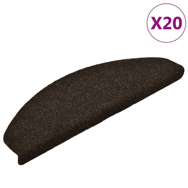vidaXL Trappematter selvklebende 20 stk 65x21x4 cm m&oslash;rkebrune halvrund store