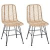 vidaXL Spisestuestol 2 stk. Rattan og Jern Naturlig 44 x 54.5 x 85 cm