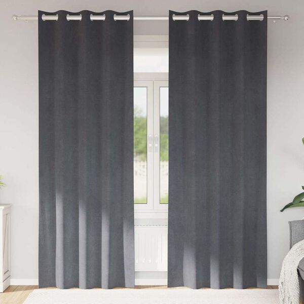 vidaXL Blendingsgardiner 2 pcs Lysegr&aring; 140 x 260 cm Fl&oslash;yel