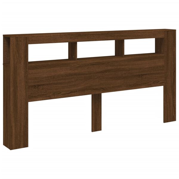vidaXL Sengegavl med LED brun eik 200x18,5x103,5 cm konstruert tre
