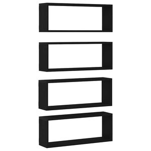 vidaXL Vegghyller 4 pcs Svart Eik 60 x 15 x 23 cm Konstruert tre