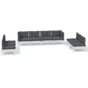vidaXL Hagesofagruppe med puter 8 deler heltre furu