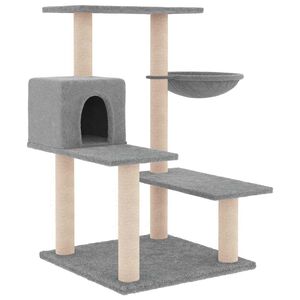 vidaXL Kattetre med klorestolper i sisal lysegr&aring; 82,5 cm