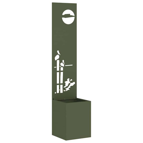 vidaXL Hageprivat skjerm Olivengrønn 32 x 140 cm Kaldvalsestål