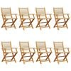 vidaXL Sammenleggbare hagestoler 8 stk beige heltre akasie