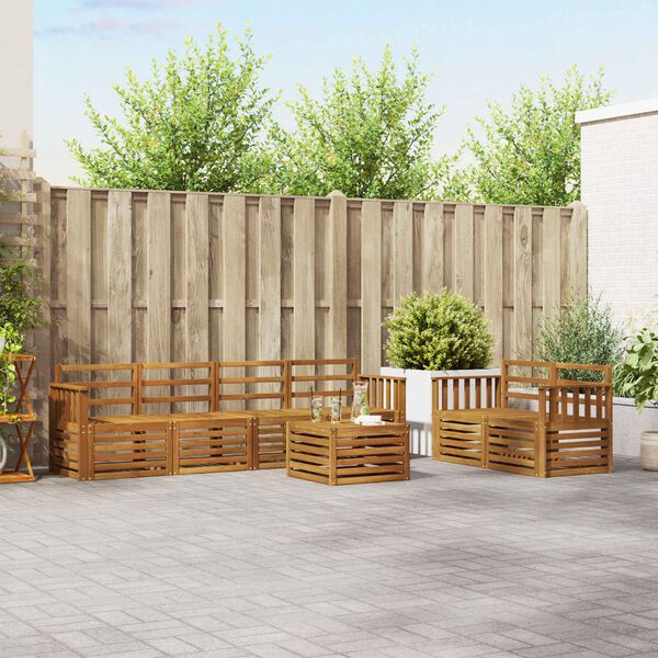 vidaXL Sofasett 7 pcs Naturlig Solid akasietre