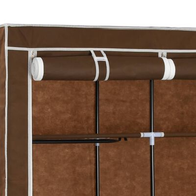vidaXL Garderobe med skap og stenger brun 150x45x175 cm stoff