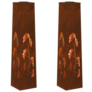 vidaXL Solenergi LED stibelys 2 stk. Varmhvit 18 x 18 x 80 cm