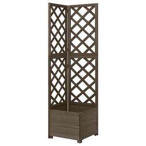 vidaXL Blomsterkasse med espalier hj&oslash;rne gr&aring; 40x40x150 cm heltre gran