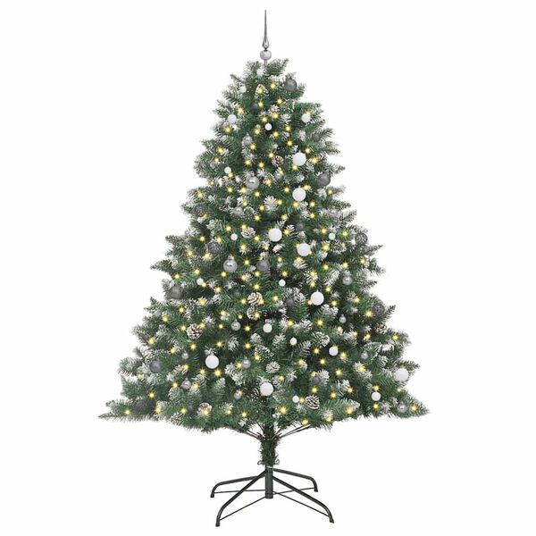 vidaXL Kunstig juletre med 300 LED gr&oslash;nn 240 cm PVC og plast og st&aring;l
