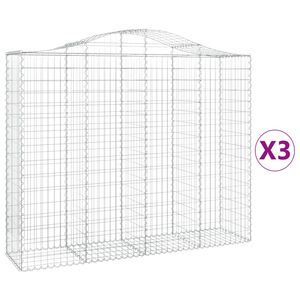 vidaXL Gabionkurver buede 3 stk 200x50x160/180 cm galvanisert jern